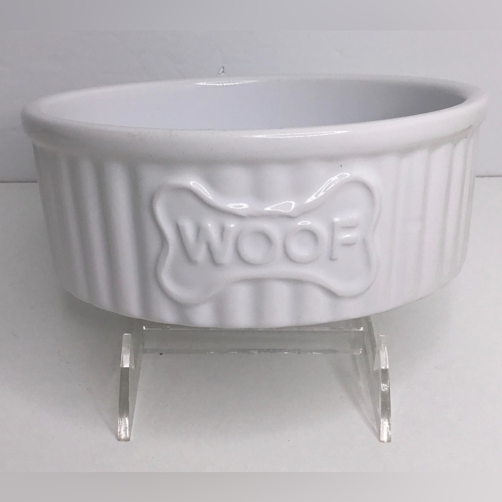 Pet Bowl WOOF White Ceramic Animal Planet New 6” x 2”